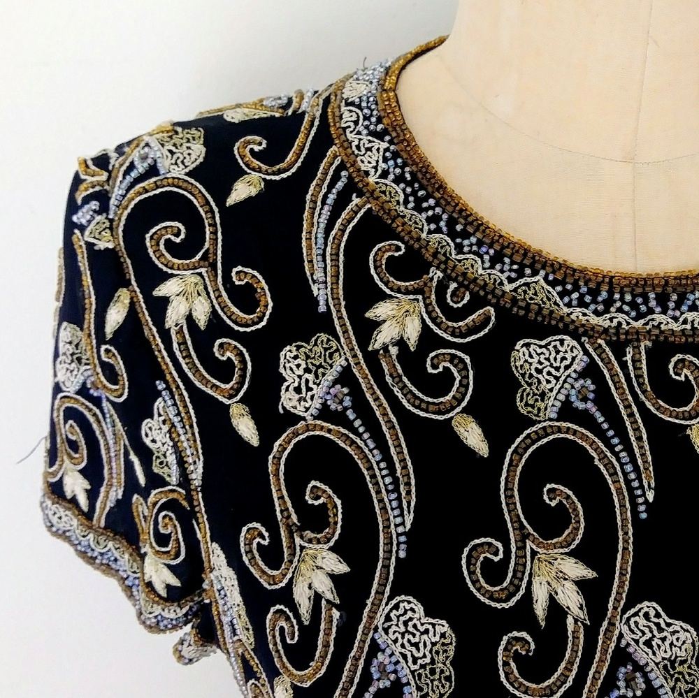 Beaded Baroque-style 100% Silk Blouse by Papelle - Picture 5 of 5
